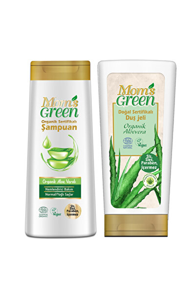 Mom's Green Set of 2 Organic Aloe Vera Shampoo + Natural Certified Aloe Vera ...