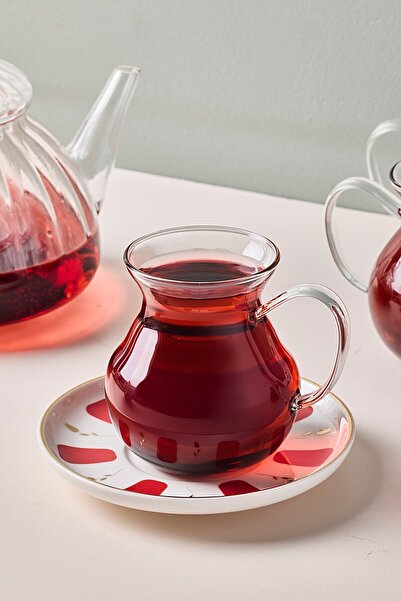 Perotti Filiz 12 Parça 6 Kişilik Kulplu Cam Çay Bardağı Seti 210 ml