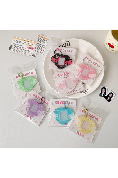 Choice PURPLE INS Style Korean Style Heart Wings Hard Card Folder Brick Acrylic for 1 inch ID Photo Storage