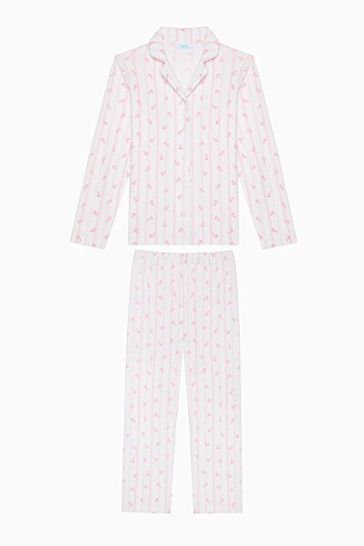 Penti Kız Çocuk Roses Gömlek Kırık Beyaz Pijama Takımı