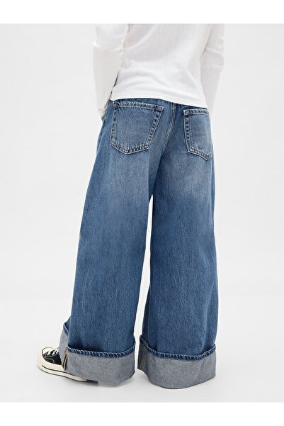 GAP Kız Çocuk Mavi Low Rise Easy Wide-Leg Baggy Jean