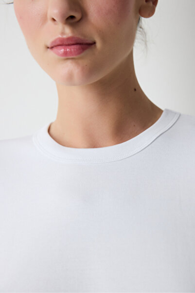 Penti Bílé tričko z prémiové bavlny Crew Neck