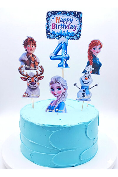 telaşe memuru Elsa Doğum Günü Konsepti ve Elsa Pasta Süsü - 4 Yaş Parti Malze...