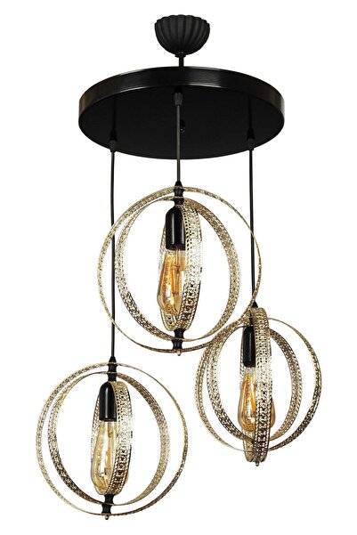 VENON علبة مصابيح متدلية من أوليفيا 3 - ثريا من الكروم الأسود