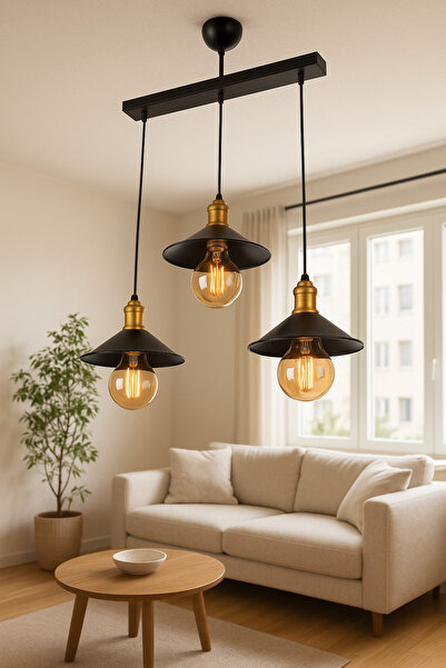 VENON Modernika 3'lü Sarkıt Kasa Siyah Sarı Patine