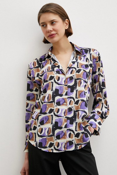 Never more Van Gogh Patterned Shirt Purple