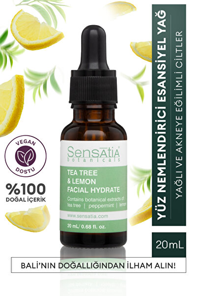 Sensatia Botanicals Yağlı ve Akne Eğilimli Ciltler için Doğal Derin Nemlendirici 20ml - Tea Tree & Lemon