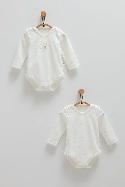 Caramell Cute Bear Double Body with Snap Buttons Ecru