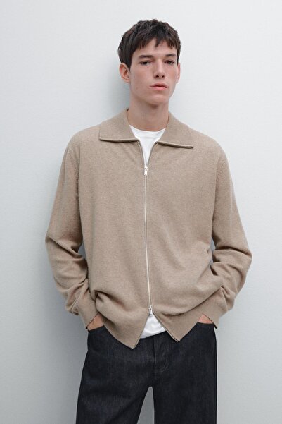 Massimo Dutti Fermuarlı dik yaka hırka