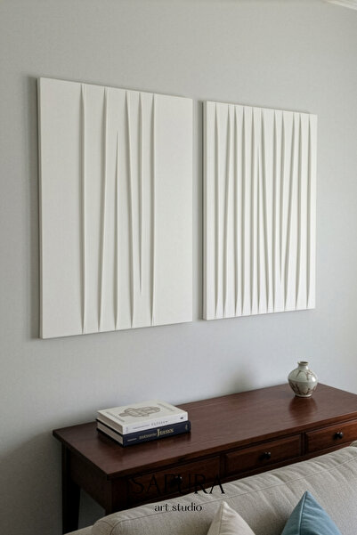 Safura Art Studio Dokulu Tablo – El Yapımı 3 Boyutlu Kumaş Doku, Modern İskan...