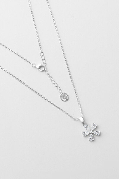 So CHIC... Begonya 18 Ayar Beyaz Altın Kaplama 45 Cm Gümüş Minimal Kolye