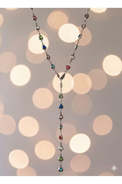 Eliana takı Gümüş Çelik Renkli Y Kolye