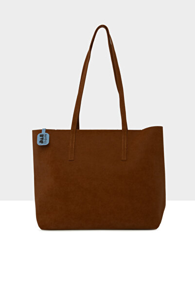 Bagmori Tan Women's Thin Strap Zippered Nubuck Tote Bag M000008656