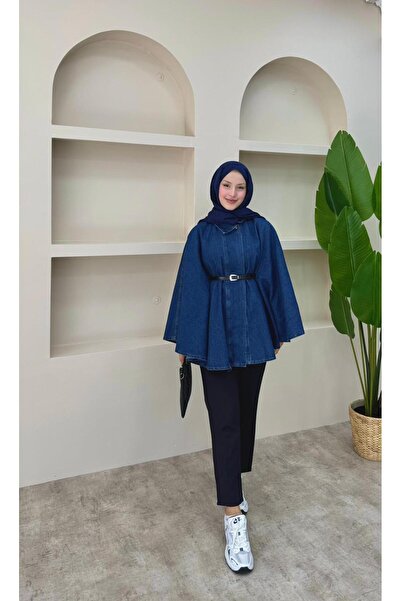 fyla boutique Yarasa Kol Oversize Denim Kap – Kemerli