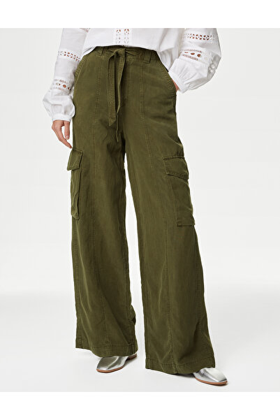 Marks & Spencer Wide Leg Keten Kargo Pantolon