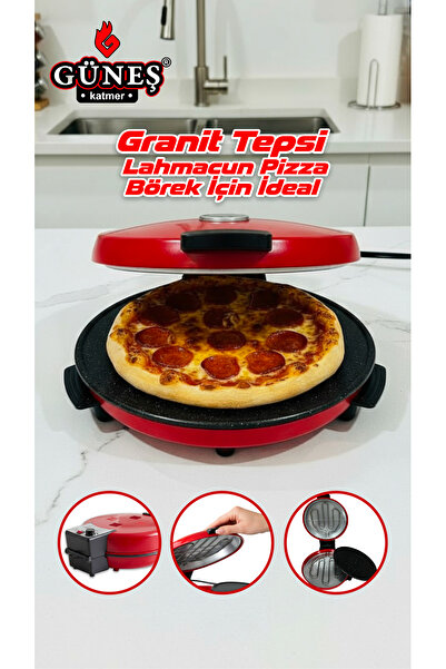 GÜNEŞKATMER Multıcooker 10 in 1 Pizza Lahmacun ve Tandır Ekmeği Makinesi I Yapışmaz granit tepsi