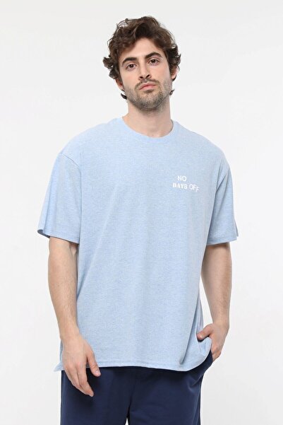 defys Чоловіча велосипедна сорочка з коротким рукавом Oversize Fit з принтом - Rufus Blue Melange