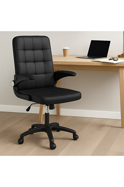 Quasar & Co. Ergonomic office chair, swivel, folding handles, adjustable height, eco-leather, beige