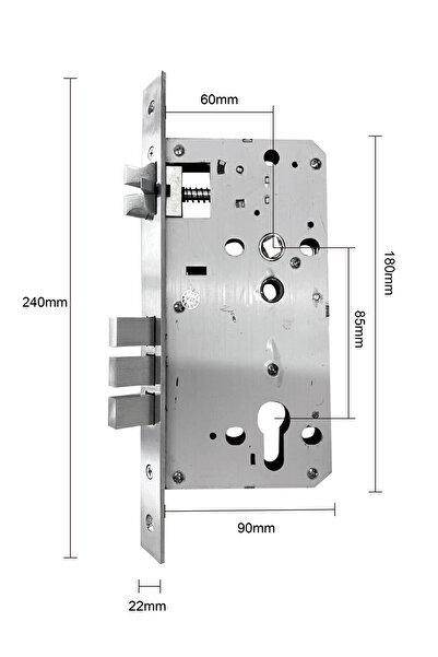 OEM Reversible lock (60x85mm) compatible with smart locks for multipoint closure activated by lifting th