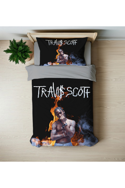 hediyechy Gift Duvet Cover Travisscott 3D Printed Single Duvet Cover Set