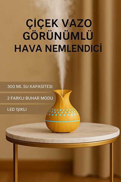 esy teknoloji Çiçek Vazo Tasarımlı Hava Nemlendirici – Buhar Makinası-Aroma D...