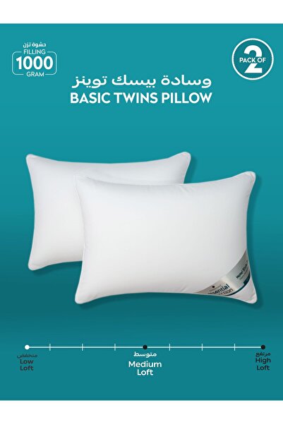 Donetella قطعتان 1000 جرام 50 × 75 سم وسادة فندقية متوسطة الارتفاع من الألياف الدقيقة مع حشوة بديلة فاخرة من الريش