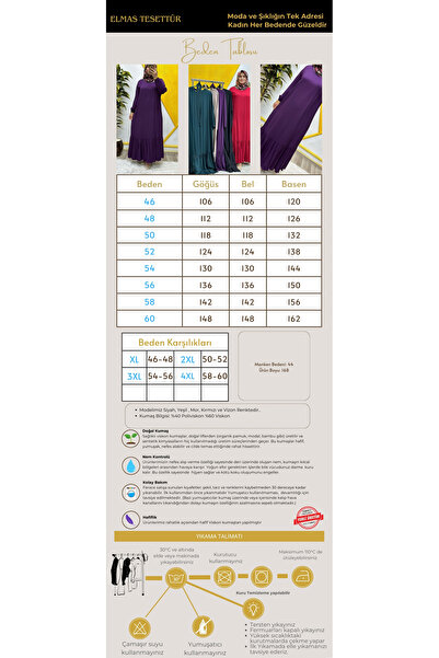 Elmas Tesettür Kadın Tesettür Giyim Büyük Beden Düz Fırfırlı Elbise