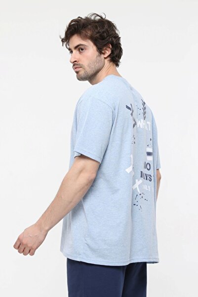 defys Чоловіча велосипедна сорочка з коротким рукавом Oversize Fit з принтом - Rufus Blue Melange