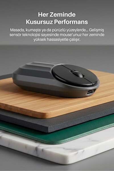 Piranha 7657 Bluetooth + 2.4 Ghz Şarj Edilebilir Sessiz Tuşlu Kablosuz Mouse
