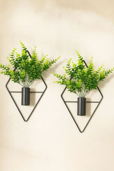 VENON 2 Adet Baklava Çiçeklik Modern Dekoratif Metal Duvar Çiçeklik 12.5 x 25...