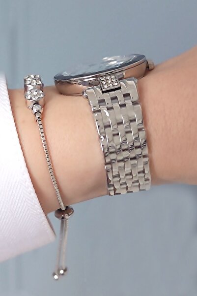 Daniel Klein Yeni Model Kesme Camlı Çelik Bilezik Metalik Kadın Kol Saati - Zirkon Taşlı Bileklik