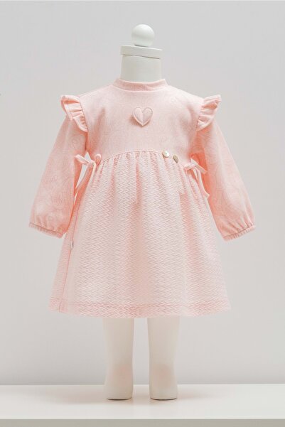 Caramell Tiny Lace Shoulder Ruffled Baby Dress Pink
