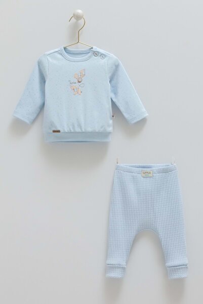 Caramell Soft Color Flying Embroidered Bottom Top Set Blue