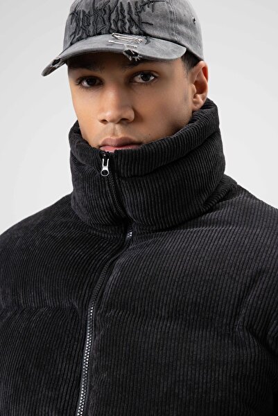 VAMOSCLO Oversize Velvet Puffer Coat Black