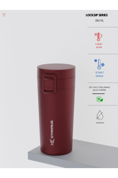 Star Termos Claret Red Locksip 380 ml Steel Thermos