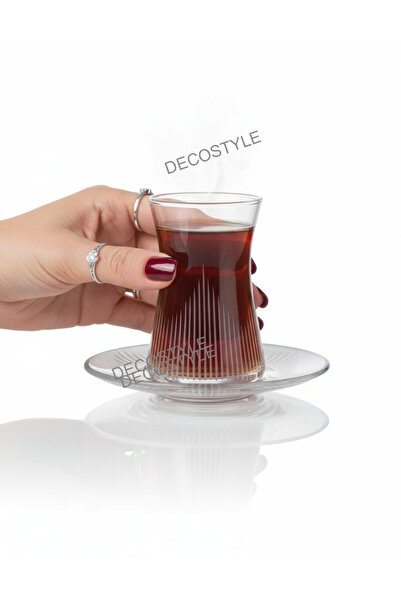 DECOSTYLE Hisar 12 Piece Tea Cup Set for 6 People - Stylish Decorative Glass ...