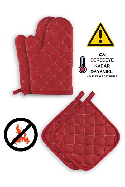 sevilya Yanmaz Ve Isıya Dayanıklı Fırın Eldiveni Ve Tutacak (2 ELDİVEN, 2 TUTACAK)