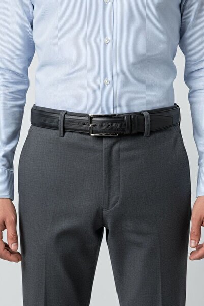 Gesa حزام رجالي من الجلد الصناعي بنمط كلاسيكي مقاس 3.5 سم