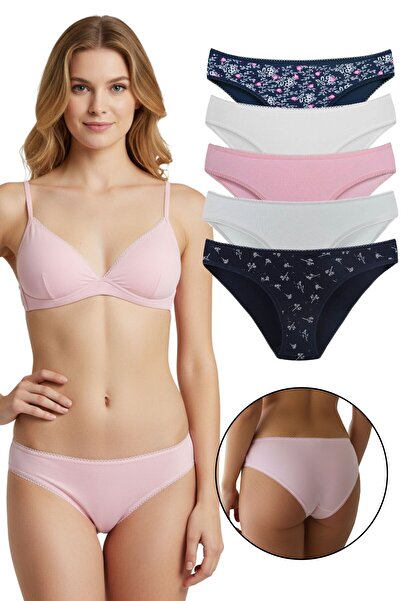 Sensu Kadın Günlük Pamuklu Külot Karışık Renkler Slip 5'li Paket Set Kts1102