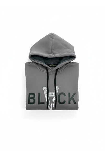 QUOS Μαύρο ανδρικό φούτερ με γράμματα