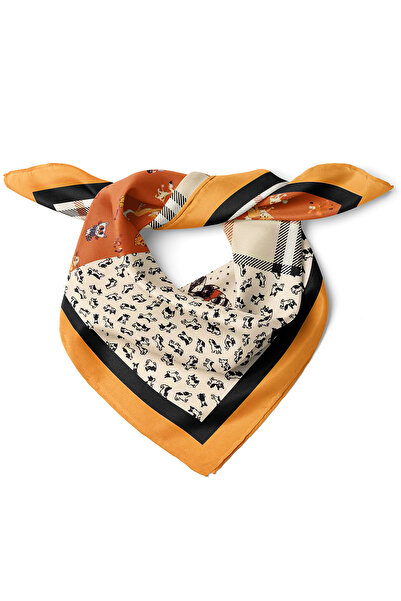 nehir eşarp Sevimli Patiler ve Ekose Desen Fular Bandana 50x50 Cm