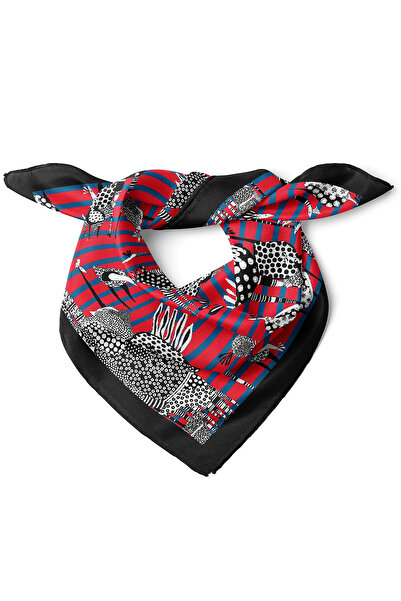 nehir eşarp Zürafa ve Deve Kuşu Desen Fular Bandana 50x50 Cm