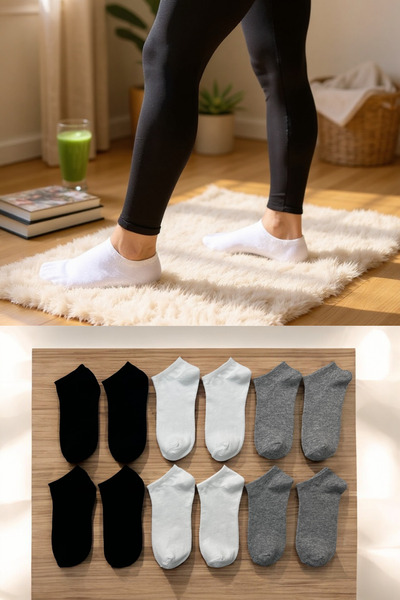 KAYSSOCK مجموعة من 8 جوارب قطنية للنساء والرجال، سادة باللون الأسود والأبيض والرمادي، مجموعة متنوعة من الجوارب، مريحة وقابلة للتنفس