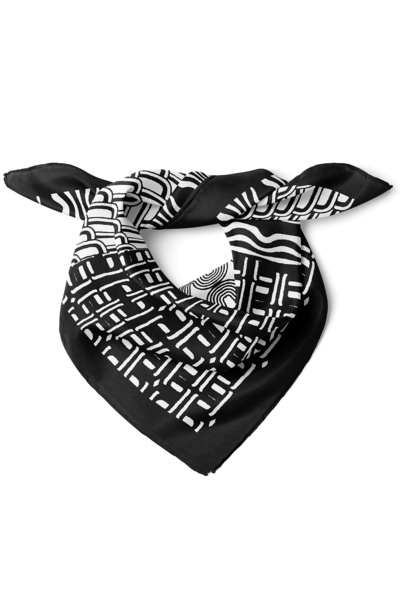 nehir eşarp Monokrom Geometrik Desen Fular Bandana 50x50 Cm