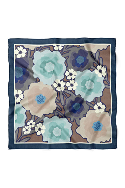 nehir eşarp Eșarfă Bandană cu Motiv Floral Stilizat 70x70 Cm