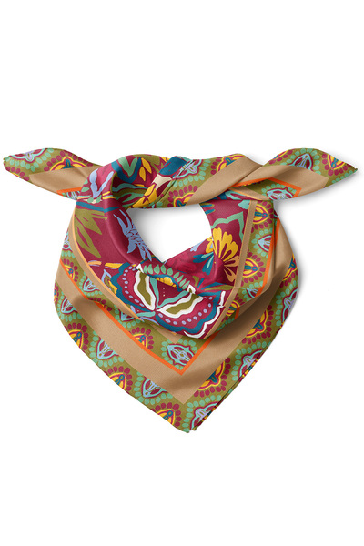 nehir eşarp Tropik Çiçek Bahçesi Desen Fular Bandana 50x50 Cm