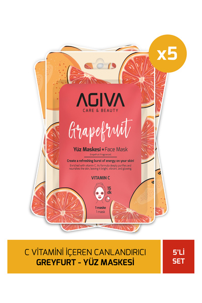 Agiva Care&Beauty Greyfurt C Vitamini İçeren Canlandırıcı Kağıt Yüz Maskesi 5...