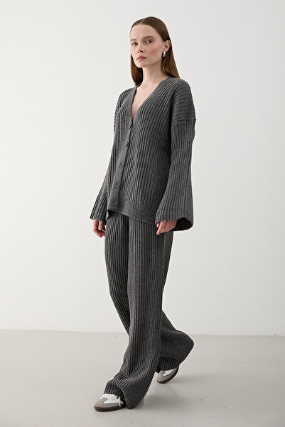 Laluvia Anthracite Cardigan Knitwear Set - 4600