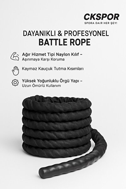 CKSpor Crossfit Halatı 9 Metre - 38 mm Battle Rope Dayanıklılık Ve Güç Antren...