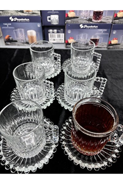 DİBA AVM 6 Persons 12 Pieces Tea Cup Tea Cup Nescafé Cup Tea Plate Cup Volume 200ml